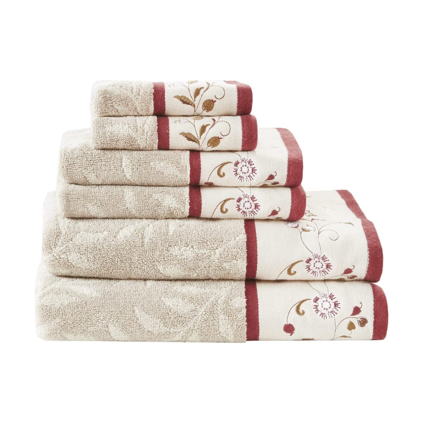 Madison Park Serene 100% Cotton Bath Towel Set Luxurious Floral Decorative Towels for Bathroom Embroidered Cotton