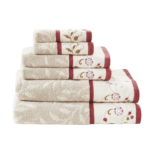 Madison Park Serene 100% Cotton Bath Towel Set Luxurious Floral Decorative Towels for Bathroom Embroidered Cotton