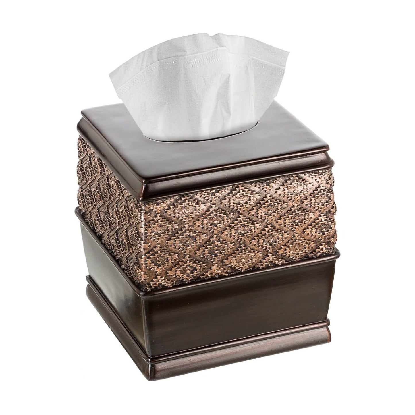 Dublin Brown Square Resin Tissue Box Cover