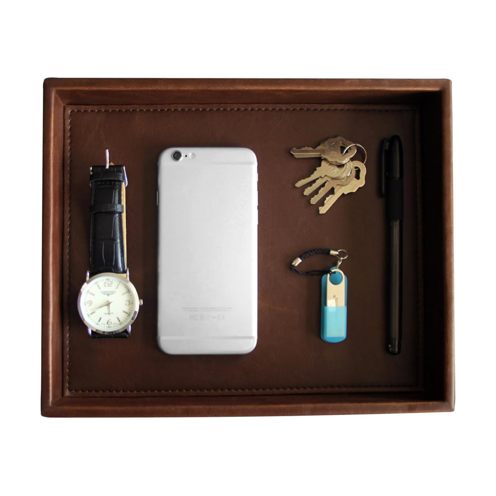Valet Tray / Catchall Tray / Brown / 10.2 x 8.4 x 1.8