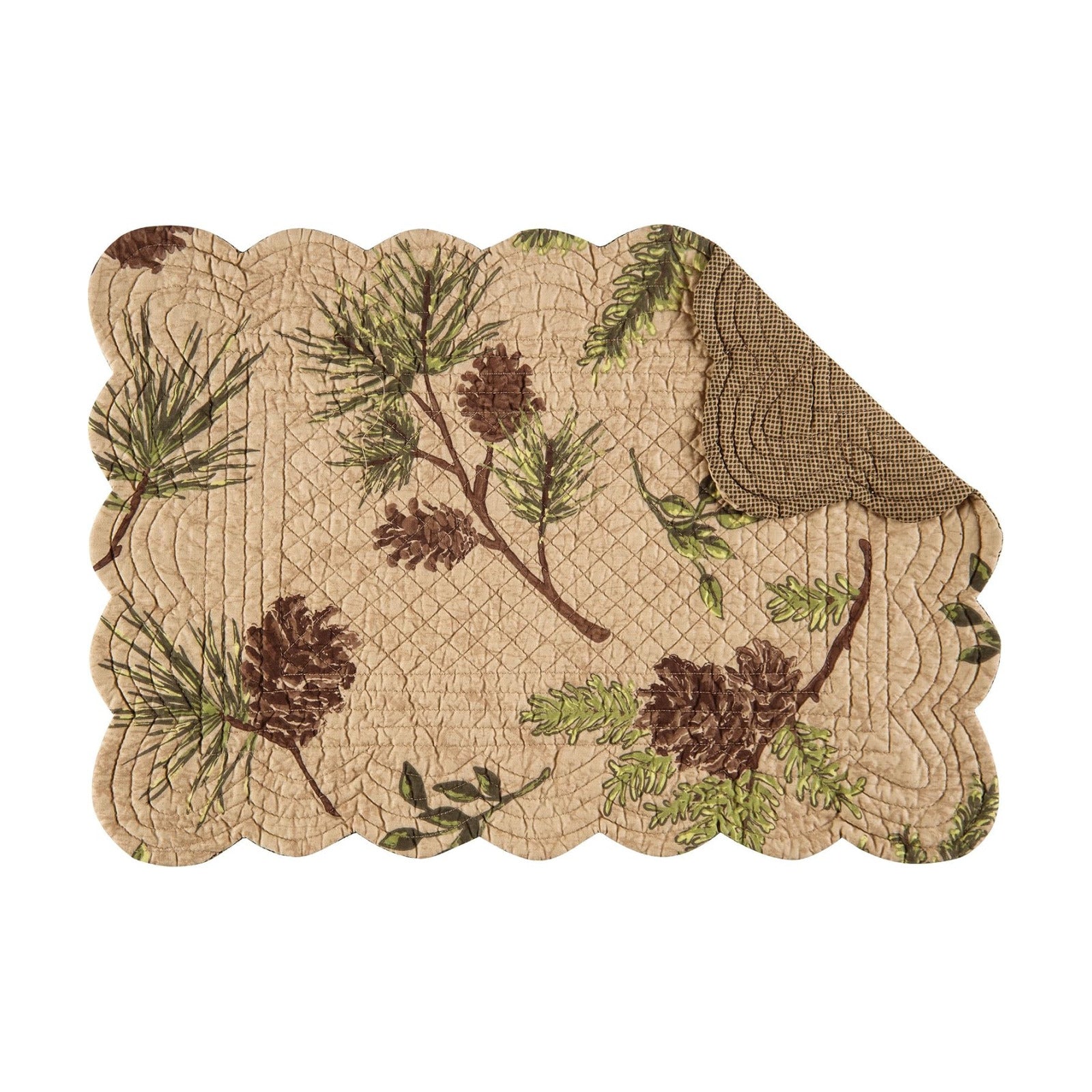 Woodland Retreat Pinecones 100% Cotton Set of 6 Placemats 13" x 19" | Cabin Decor, Set of 6, Gift Idea