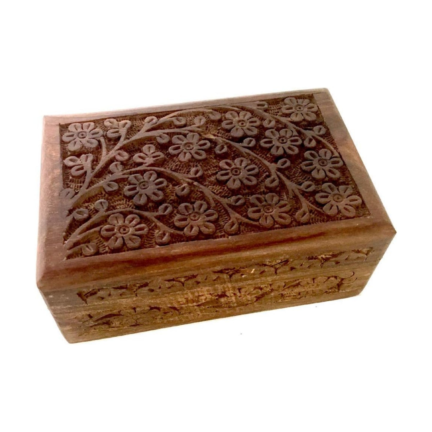 GIFT IDEAS~ Handmade Wooden Box by ~ for storing Jewelry / 4 x 6 / Floral Carved
