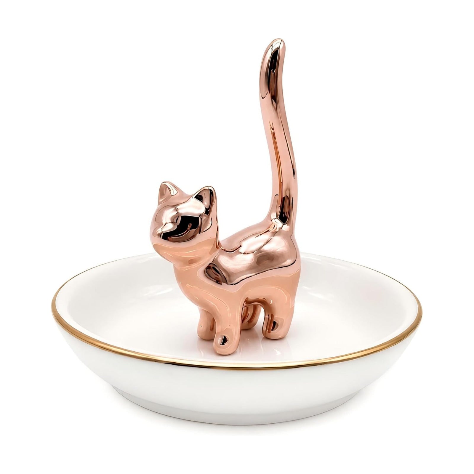 Ring Holder Jewelry Tray-Handmade Cat Ring Dish / Rose Gold-2