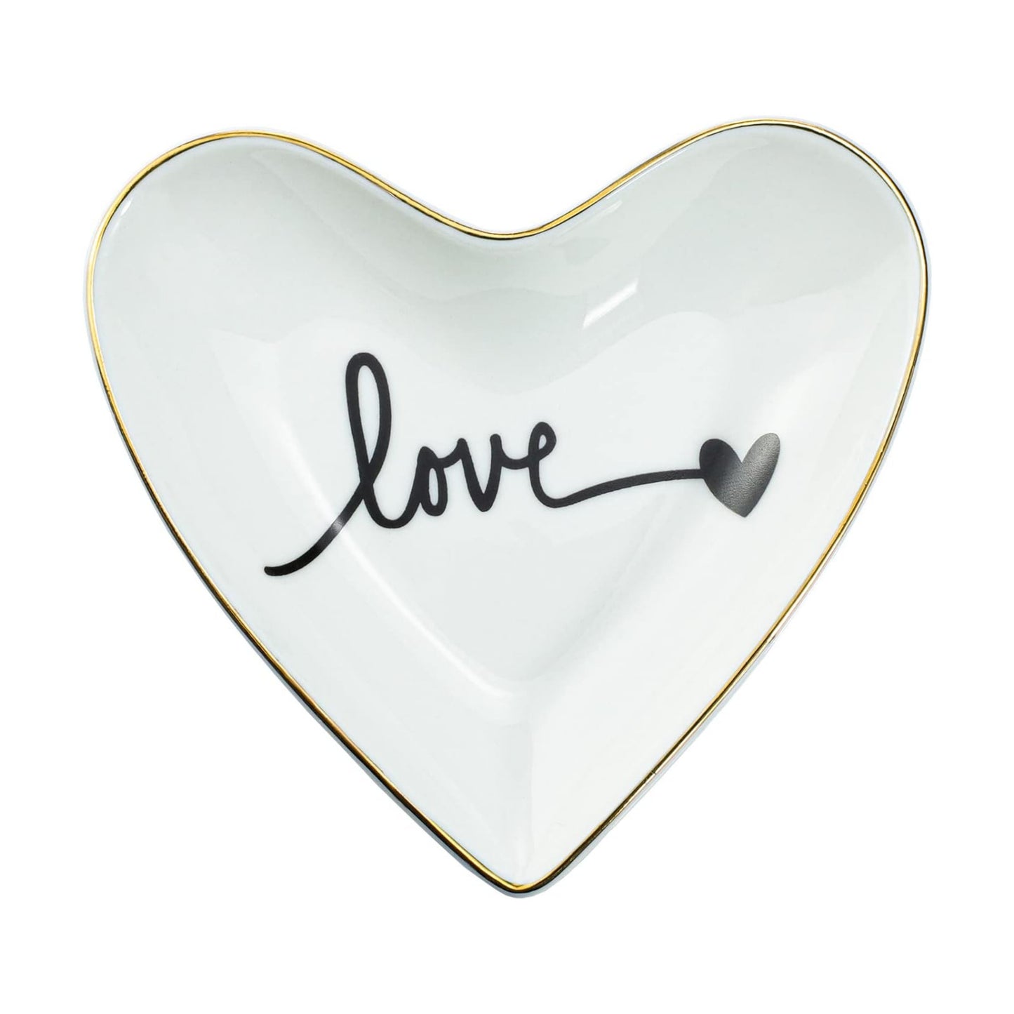 Original Ceramic Heart Shape Ring Dish Holder Jewelry Tray Dish Trinket Holder Jewelry / Love U
