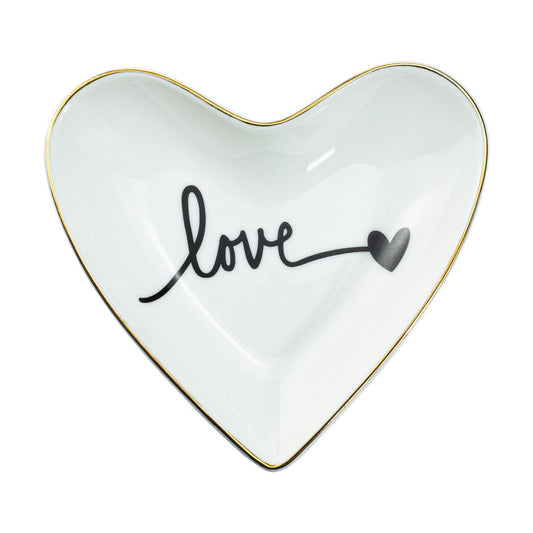 Original Ceramic Heart Shape Ring Dish Holder Jewelry Tray Dish Trinket Holder Jewelry / Love U