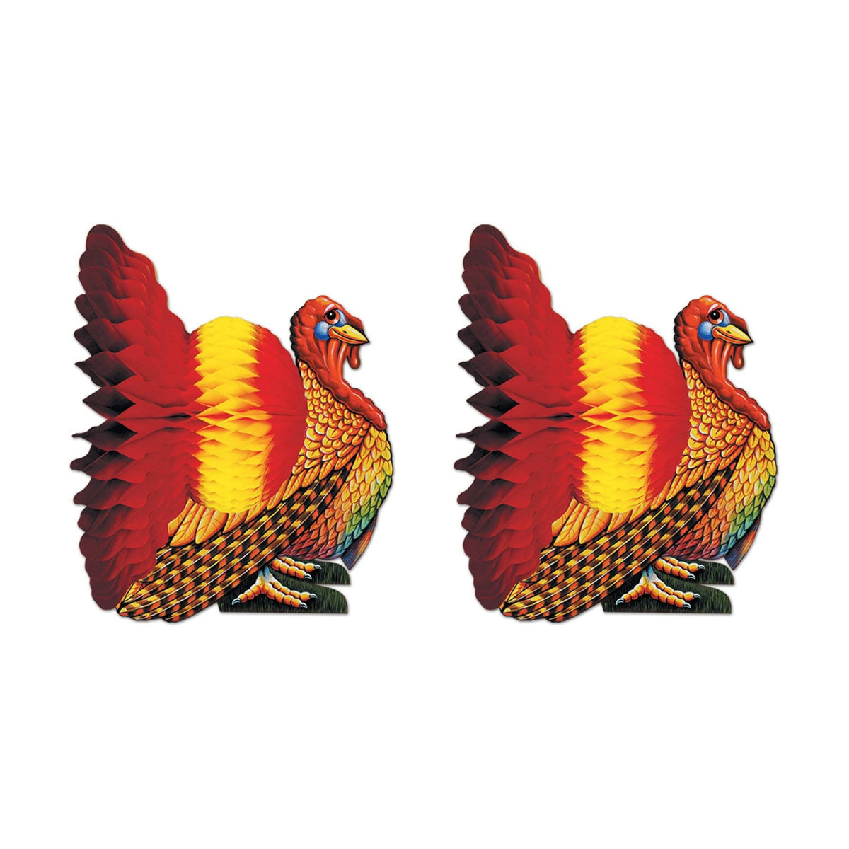 Beistle Tissue Turkey Centerpieces 12", Pack of 2, Fall Colors
