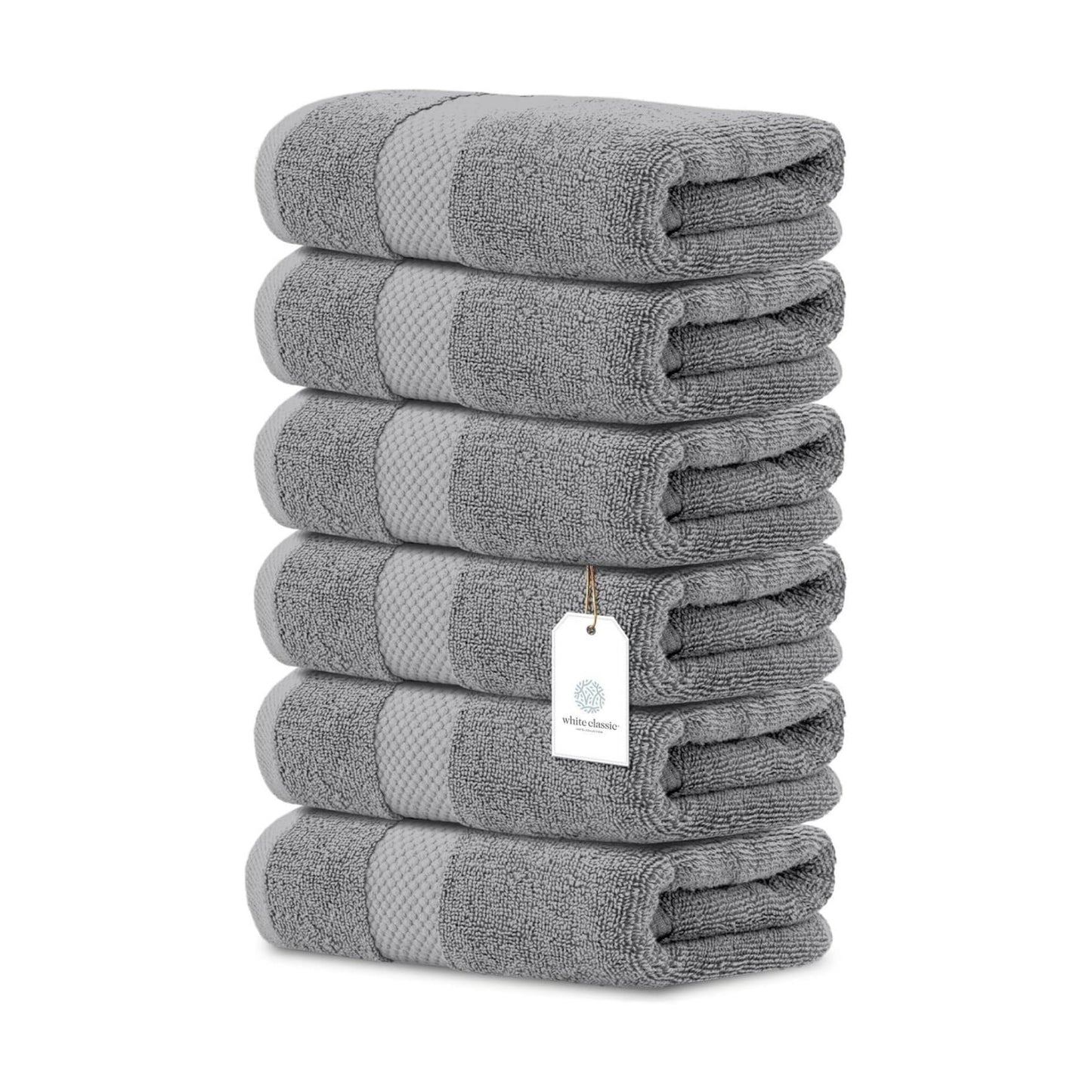White Classic Luxury Light Gray Hand Towels - Soft 100% Turkish Cotton | Highly Absorbent Hotel spa Bathroom Towel