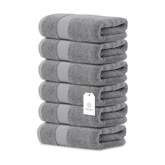 White Classic Luxury Light Gray Hand Towels - Soft 100% Turkish Cotton | Highly Absorbent Hotel spa Bathroom Towel