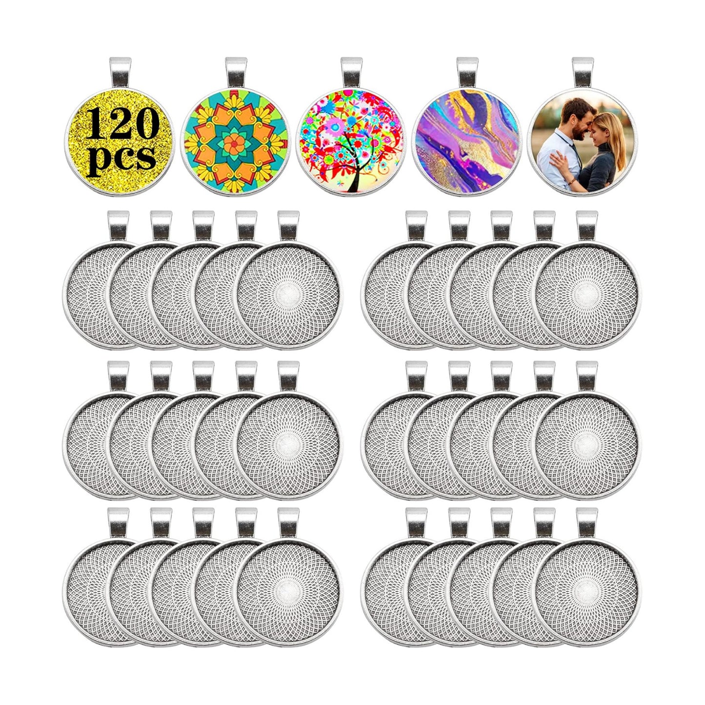 Pendant Trays / Alloy Tray Charms Bulk / Set of 120