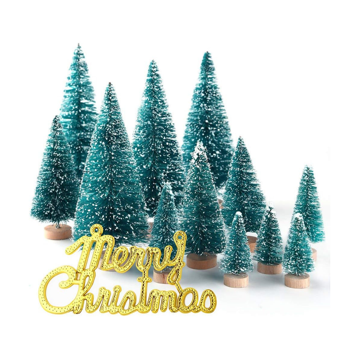KUUQA 34Pcs Mini Sisal Snow Frost Christmas Tree Bottle Brush, Small Size