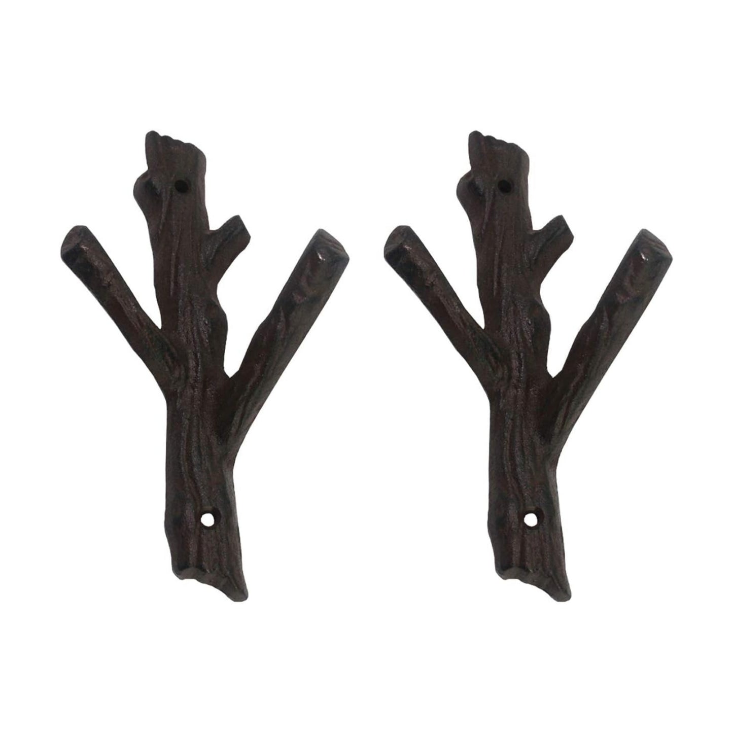 Decorative Branch Cast Iron Wall Hooks/Hanger/Heavy Duty Home Storage Rack / Brown / Set of 2