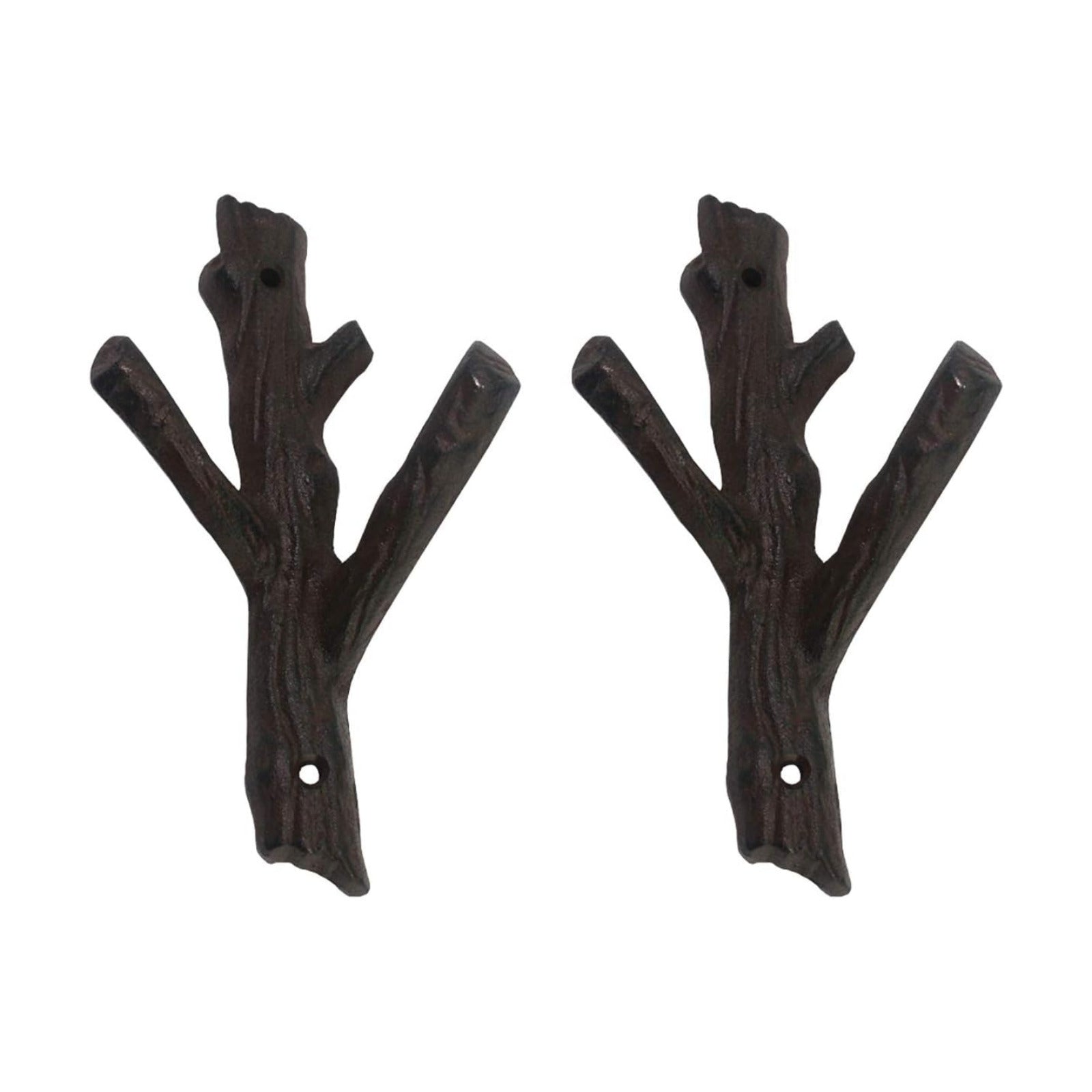 Decorative Branch Cast Iron Wall Hooks/Hanger/Heavy Duty Home Storage Rack / Brown / Set of 2