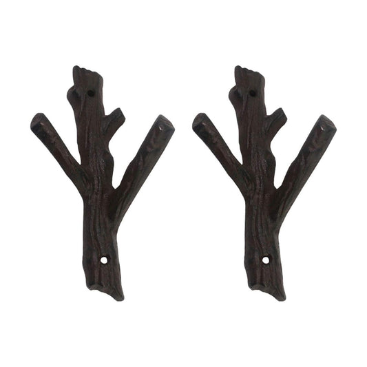Decorative Branch Cast Iron Wall Hooks/Hanger/Heavy Duty Home Storage Rack / Brown / Set of 2