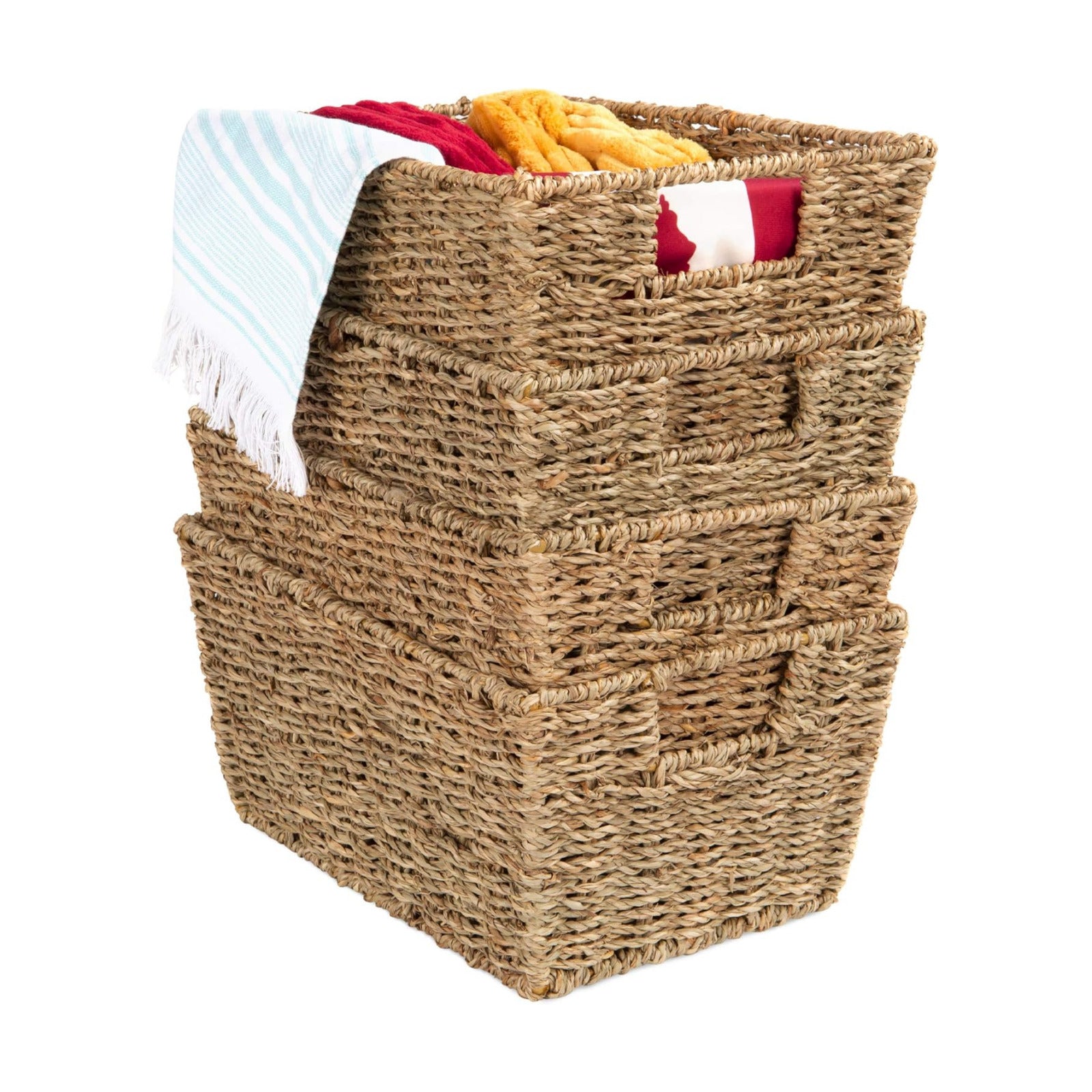 Rustic Multipurpose Stackable Seagrass Storage Basket / Natural / Set of 4