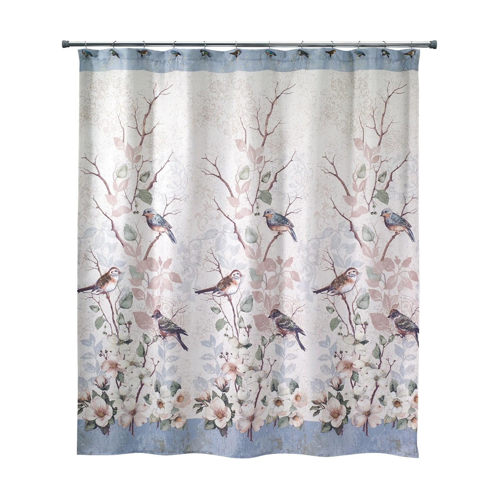 Avanti Linens - Fabric Shower Curtain, Nature Inspired Bathroom Decor (Love Nest Collection, 72") | 72 x 72 Inches