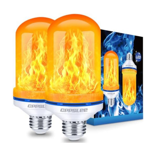 CPPSLEE Upgraded Flame Light Bulbs, 4 Modes Flickering Light Bulbs, E26 Base Fire Flame Bulb for Halloween Decorations Outdoor, Christmas Lights Patio Indoor Home Decor (Yellow, 2 Pack)