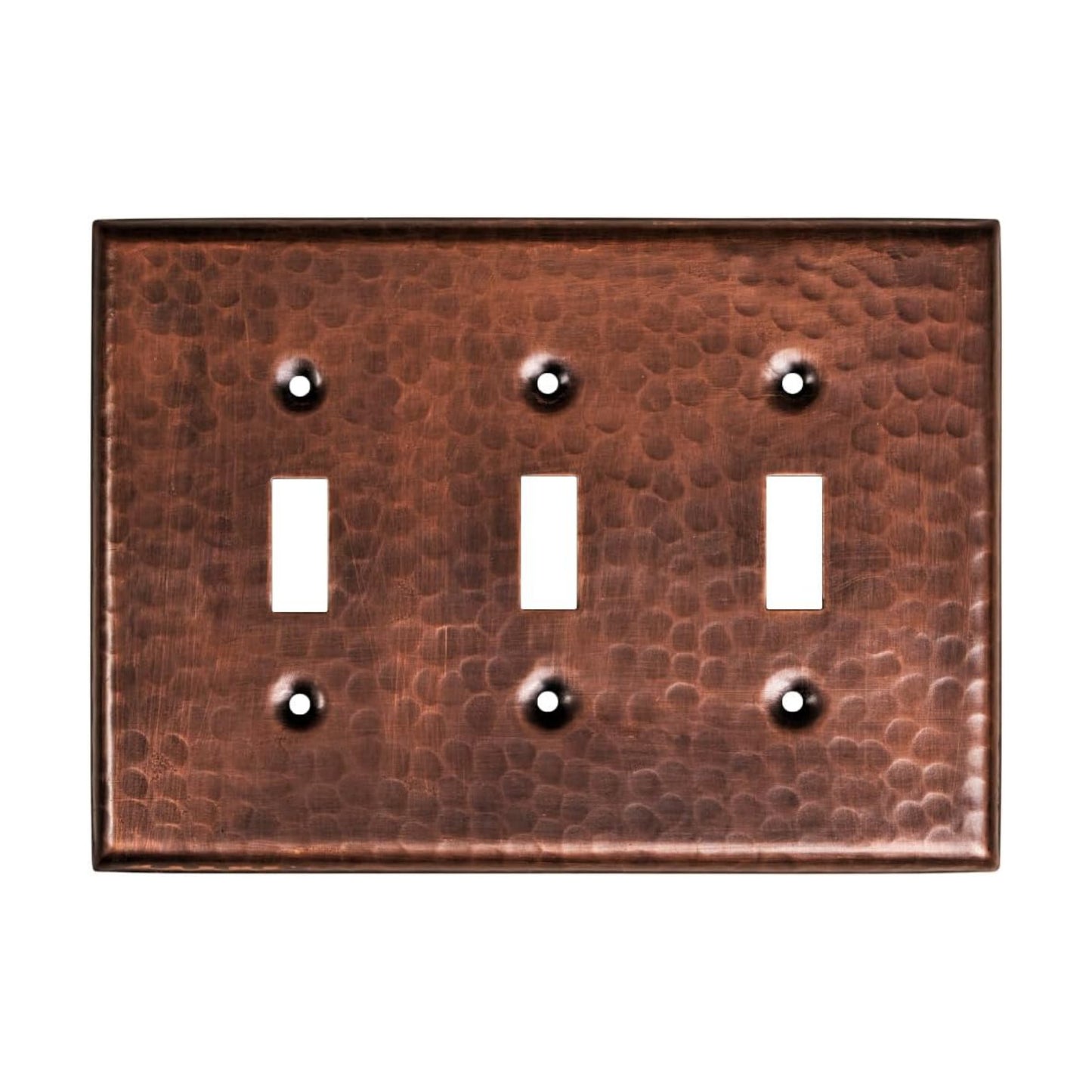 Monarch Abode Toggle Light Switch Cover Plate – 3-Gang Pure Copper Outlet Covers, Hand Hammered Decorative Outlet Cover