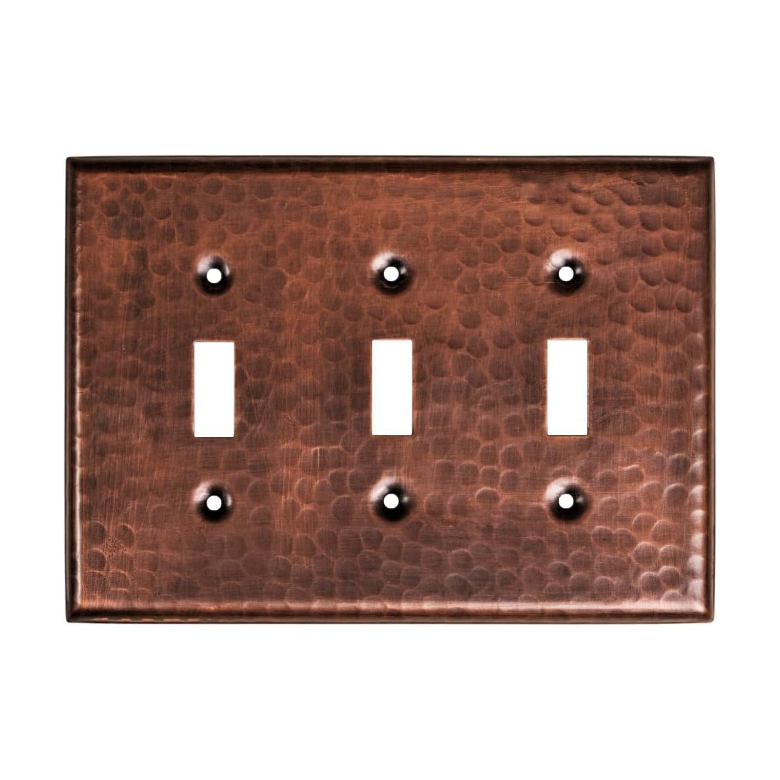 Monarch Abode Toggle Light Switch Cover Plate – 3-Gang Pure Copper Outlet Covers, Hand Hammered Decorative Outlet Cover
