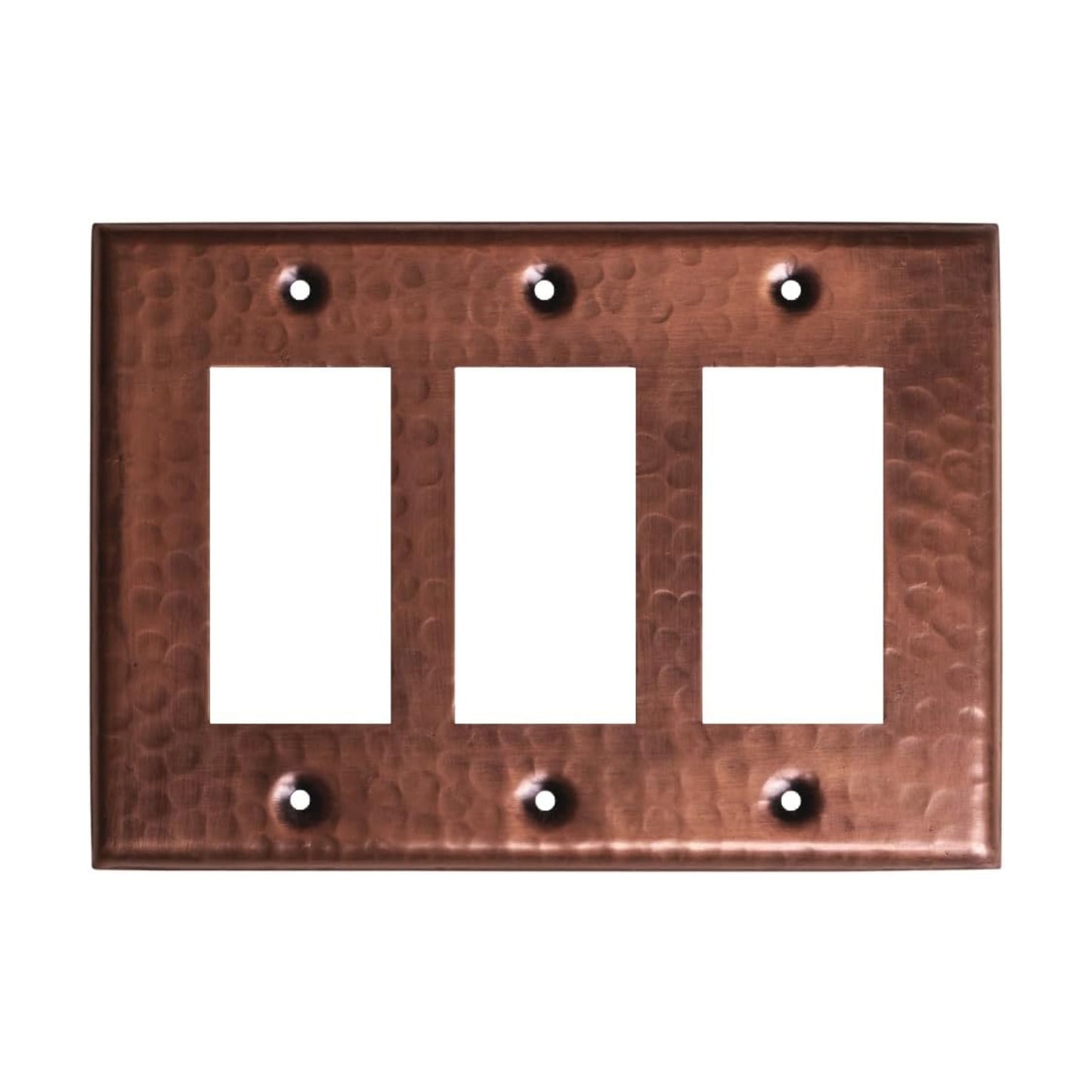 Monarch Abode Rocker Light Switch Cover Plate – 3-Gang Pure Copper Decorator Wall Plates, Hand Hammered Decorative