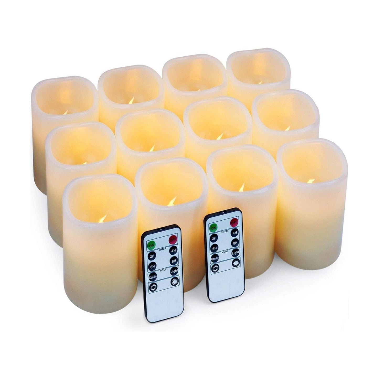 Hausware Flameless Candles Battery Operated Candles Set of 12 (D: 3" x H: 4") Real Wax Pillar Flickering Candles LED