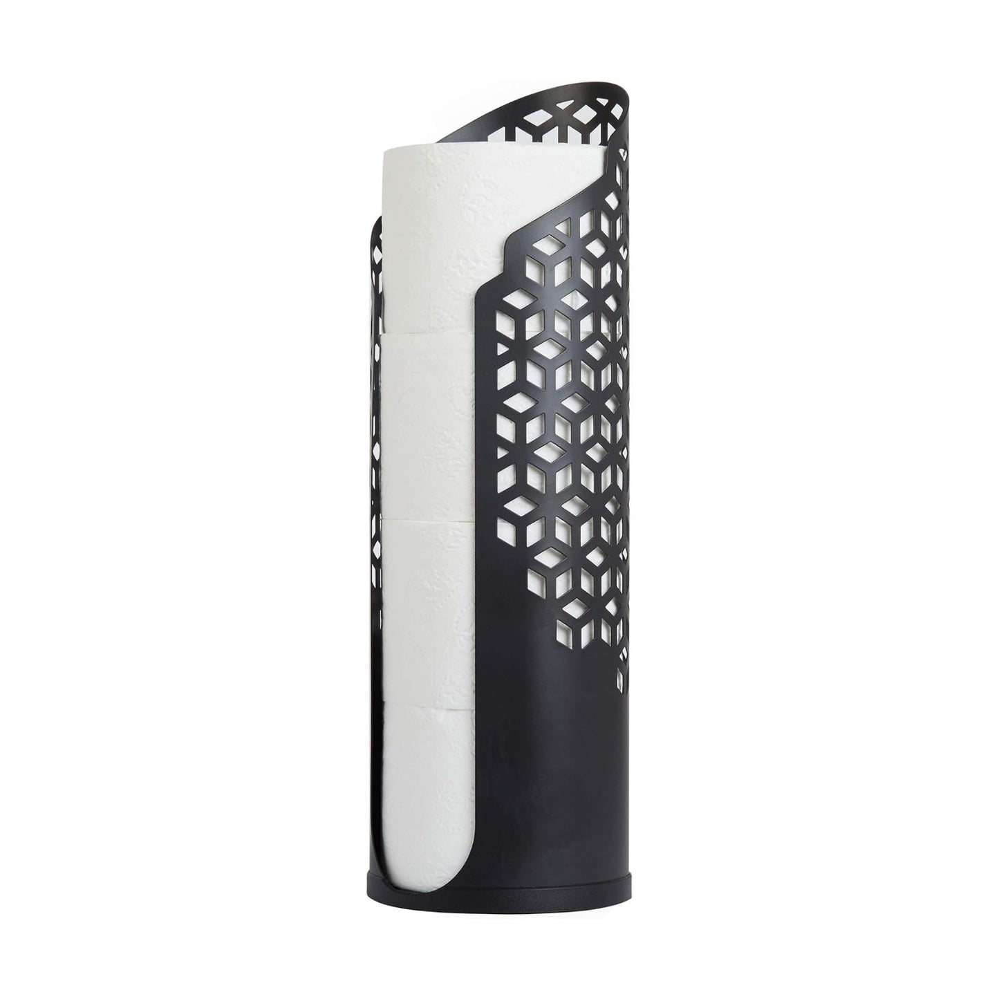 Better Living Rollo Hexacube Toilet Paper Reserve, 4 Rolls, Matte Black | Bathroom Toilet Paper Storage Holder