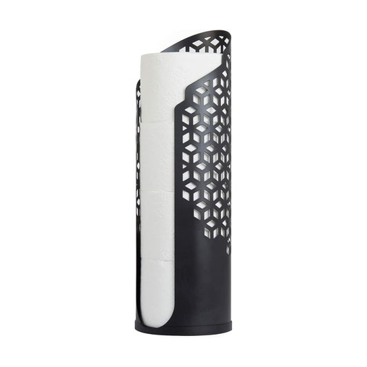 Better Living Rollo Hexacube Toilet Paper Reserve, 4 Rolls, Matte Black | Bathroom Toilet Paper Storage Holder