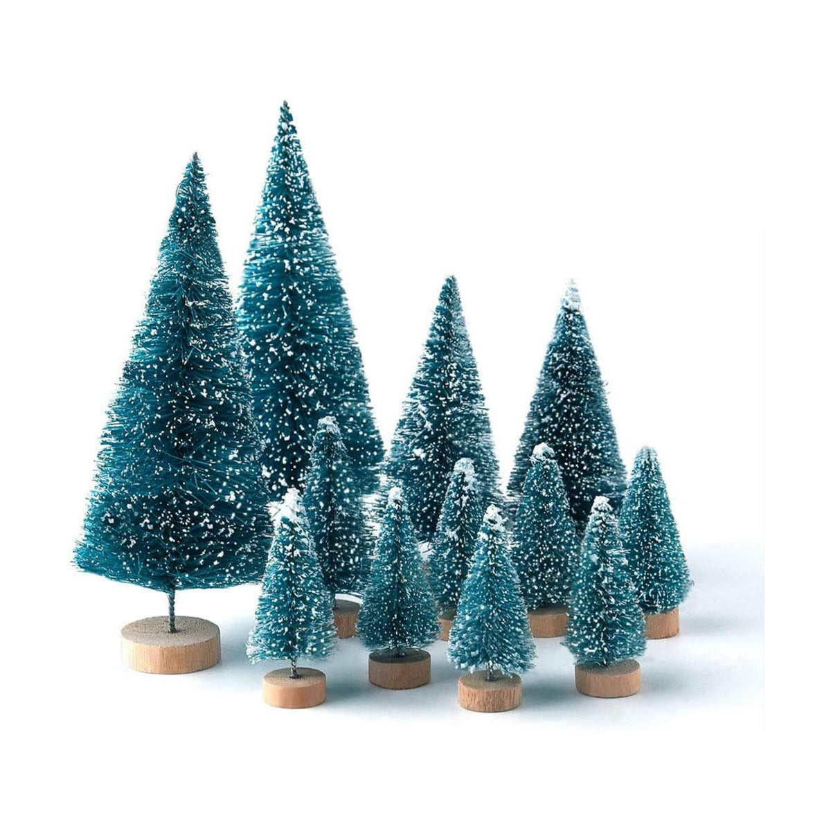 KUUQA 28Pcs Mini Christmas Trees Sisal Snow Frost Bottle Brush Trees