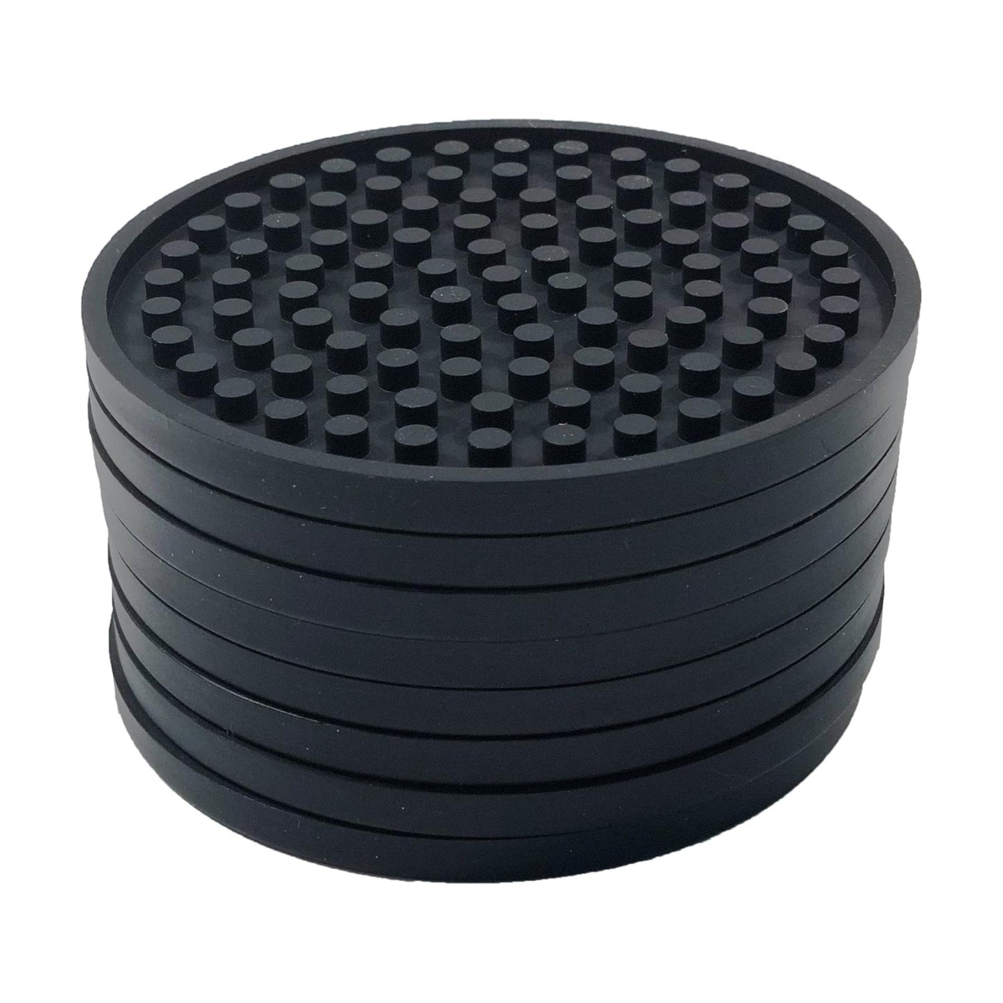 8 Piece Silicone Coaster Set / 3.63" Diameter / Black