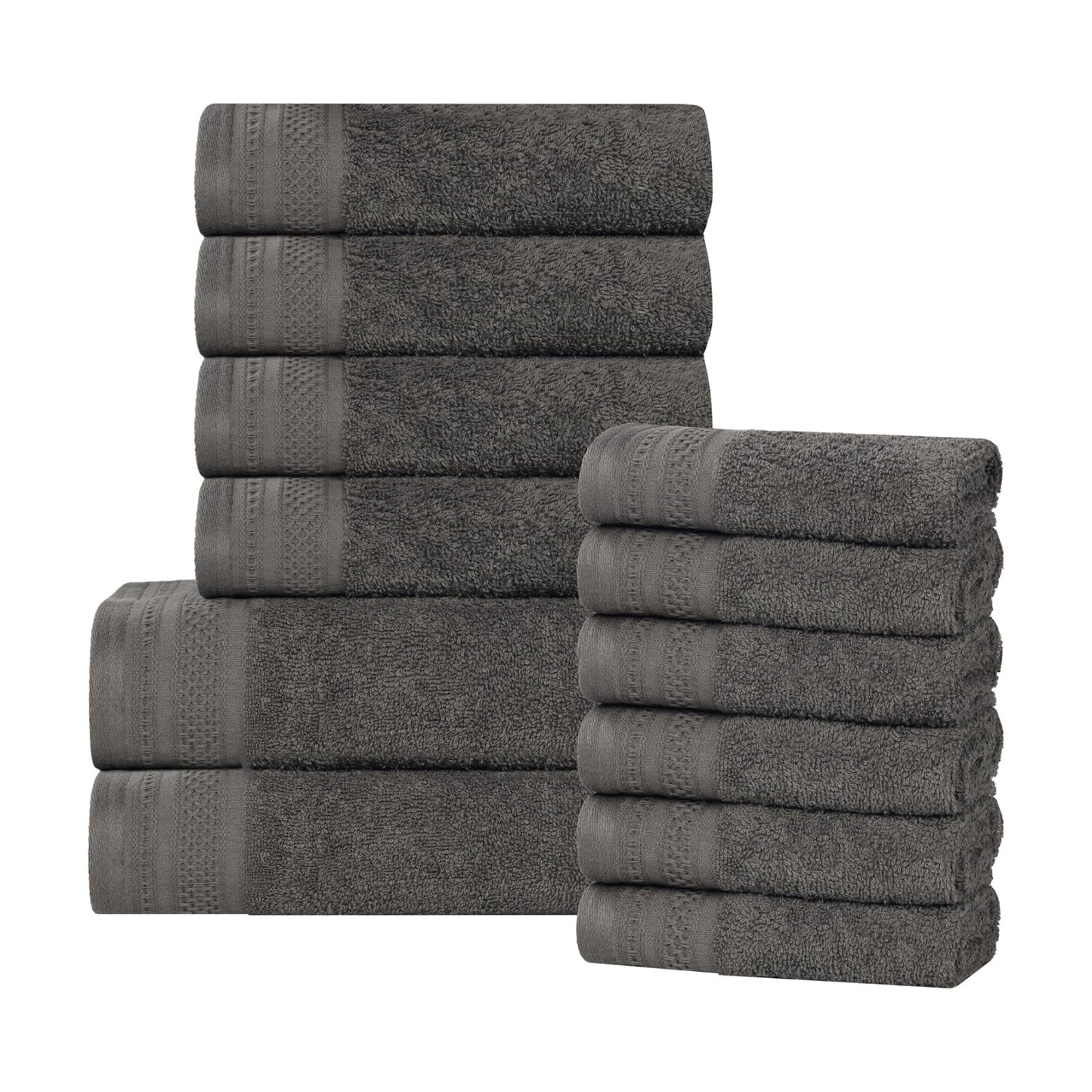 Superior Honeycomb 100% Cotton 500 GSM 12 Piece Bath Towel Set, 6 Washcloths, 4 Hand, 2 Bath Towels, Ideal for