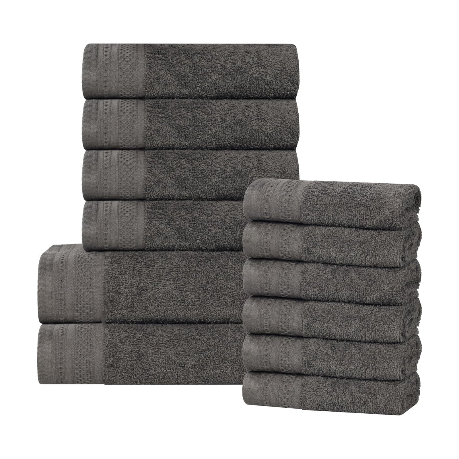 Superior Honeycomb 100% Cotton 500 GSM 12 Piece Bath Towel Set, 6 Washcloths, 4 Hand, 2 Bath Towels, Ideal for
