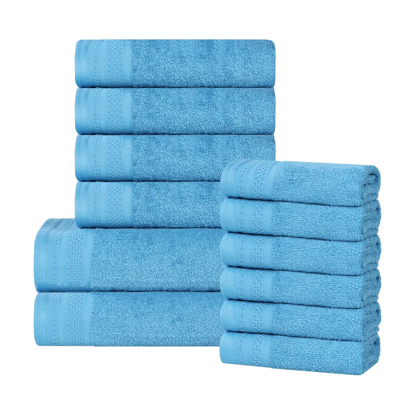 Superior Honeycomb 100% Cotton 500 GSM 12 Piece Bath Towel Set, 6 Washcloths, 4 Hand, 2 Bath Towels, Ideal for