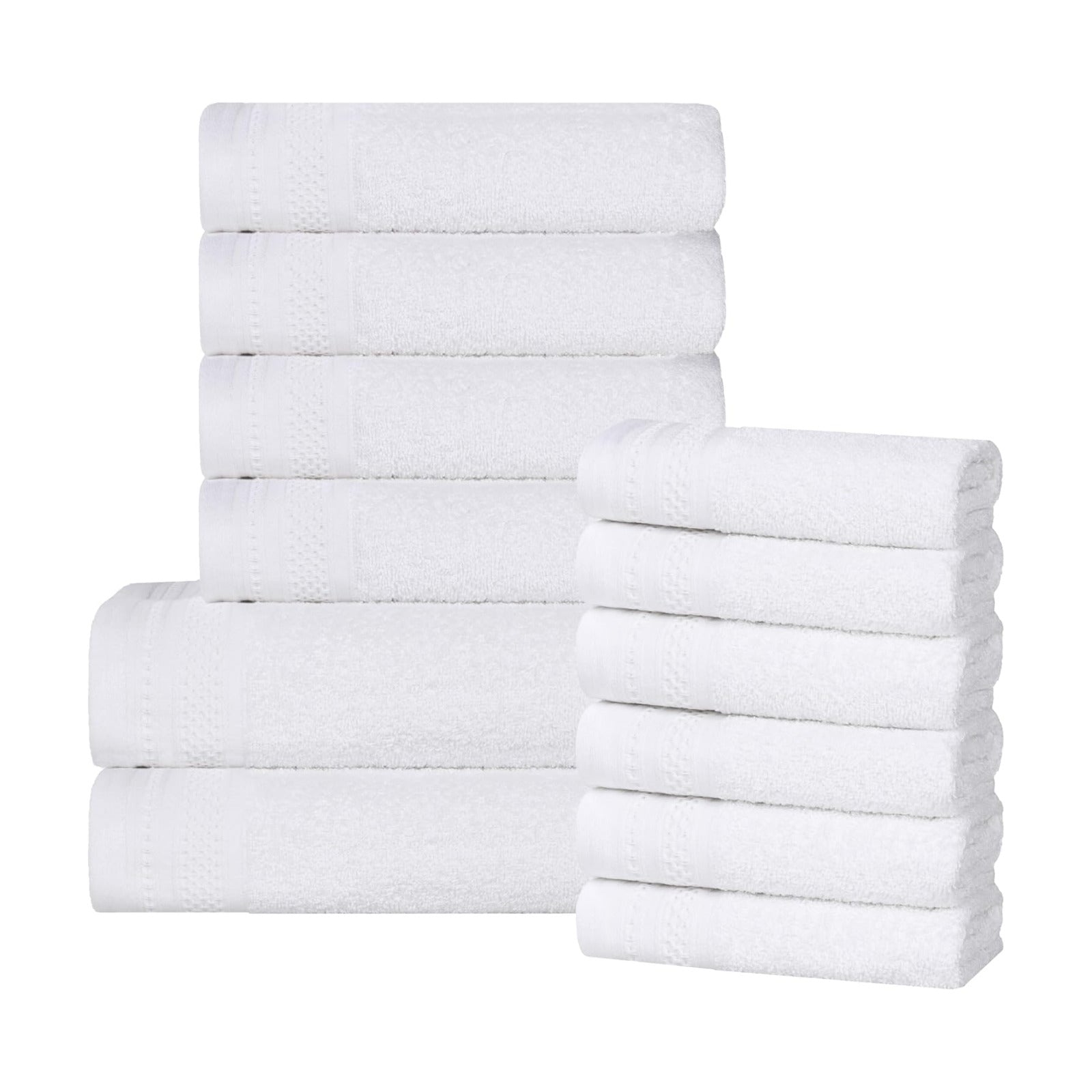 Superior Honeycomb 100% Cotton 500 GSM 12 Piece Bath Towel Set, 6 Washcloths, 4 Hand, 2 Bath Towels, Ideal for