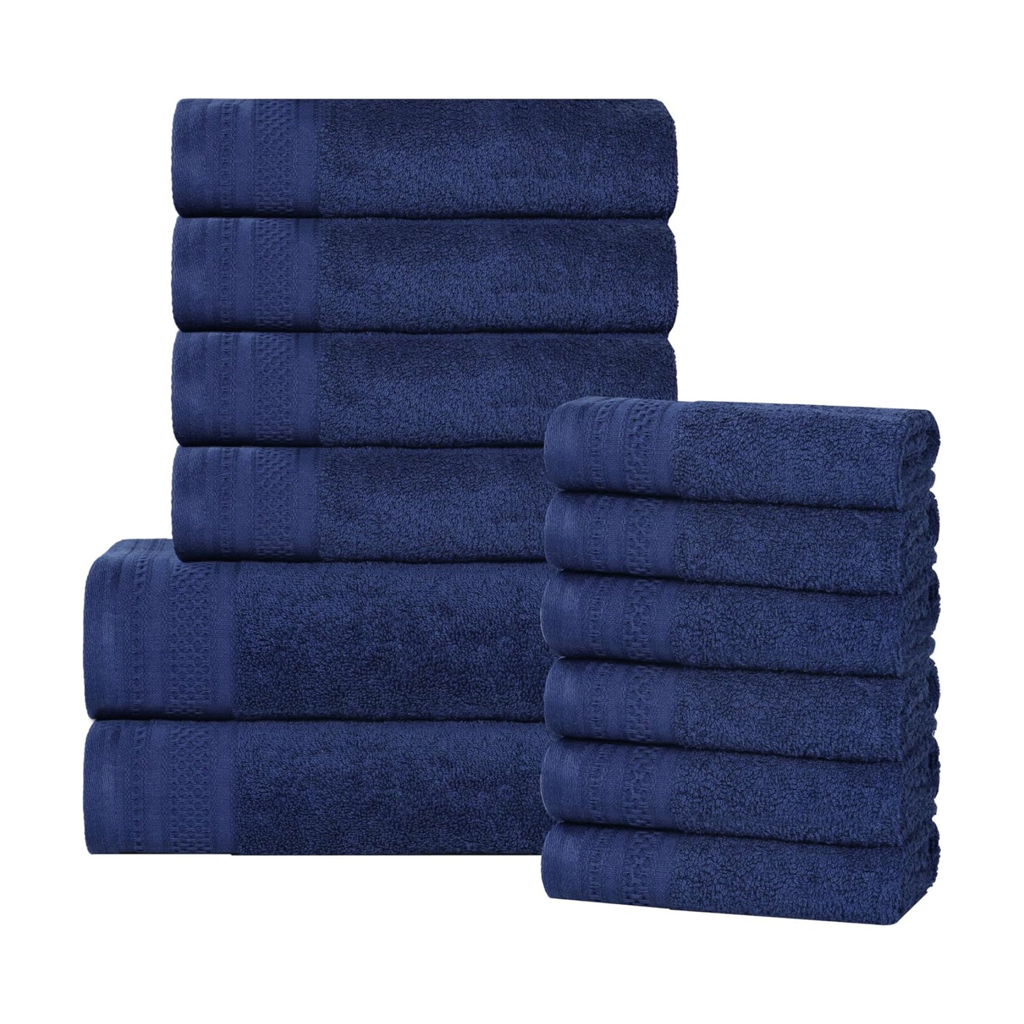 Superior Honeycomb 100% Cotton 500 GSM 12 Piece Bath Towel Set, 6 Washcloths, 4 Hand, 2 Bath Towels, Ideal for