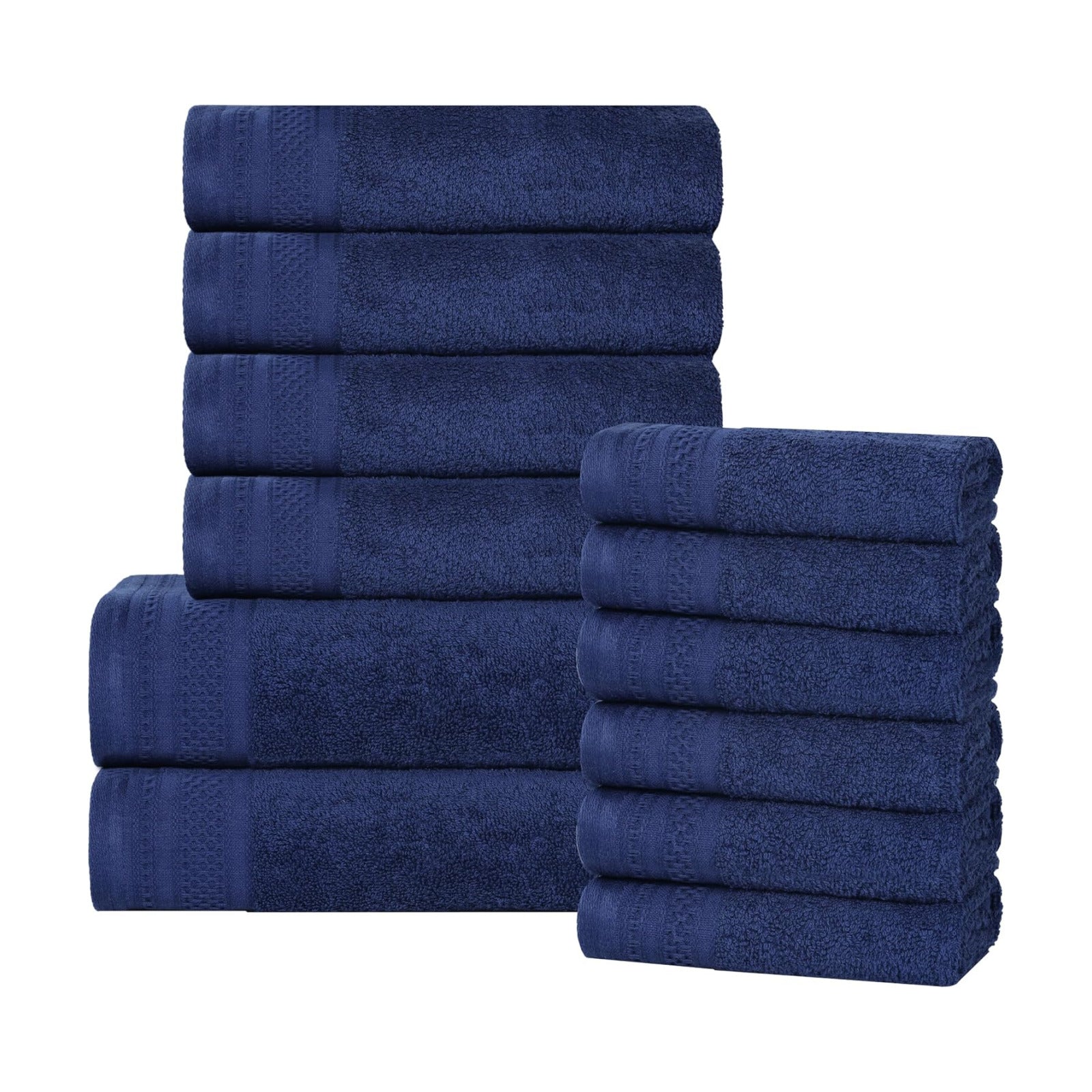 Superior Honeycomb 100% Cotton 500 GSM 12 Piece Bath Towel Set, 6 Washcloths, 4 Hand, 2 Bath Towels, Ideal for