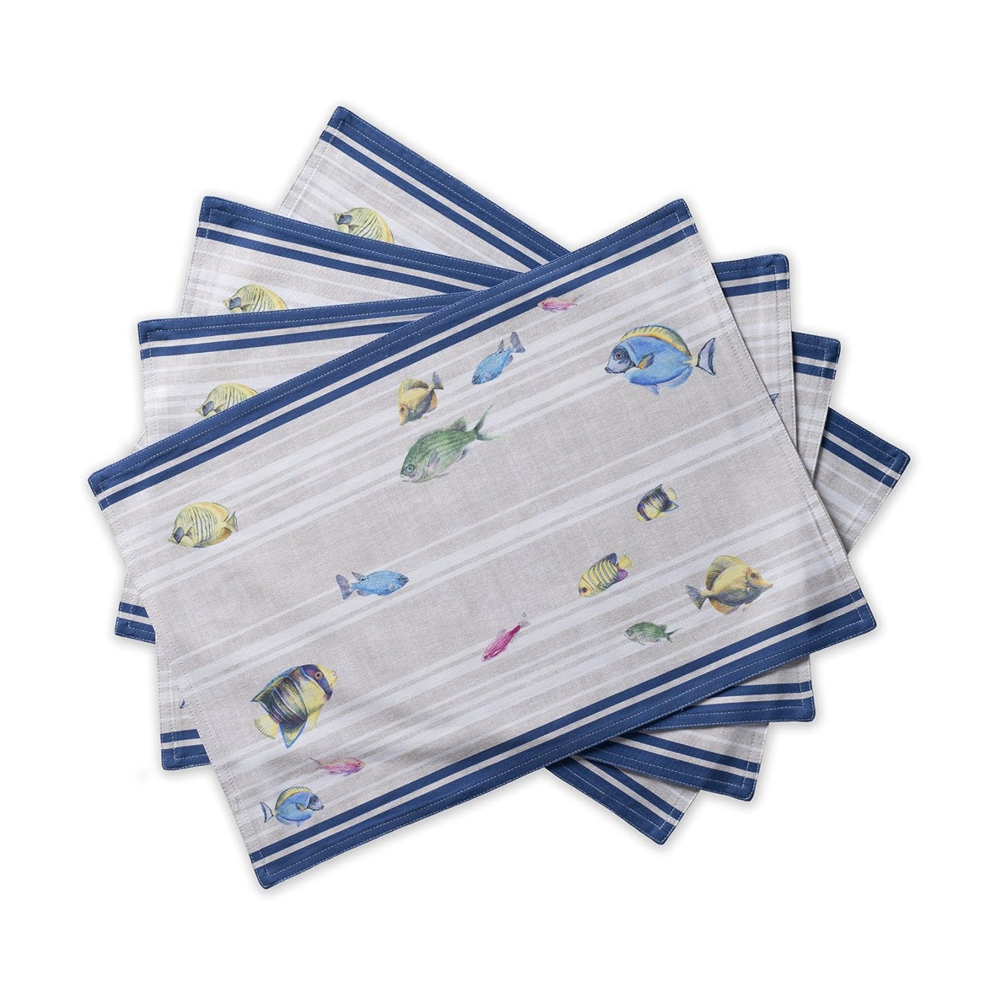 Maison d' Hermine Placemats Set of 4 Reusable 100% Cotton (13"x19") | Cloth Place Mats Washable Table Mats for Kitchen