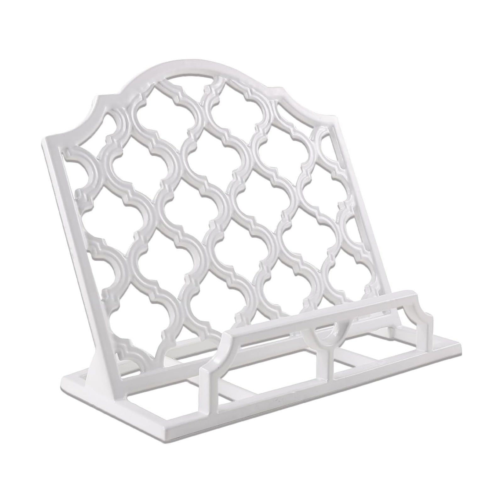 JOGREFUL Cast Iron Cookbook Stand, Kitchen Recipe Holder Trellis White | Heavy-Duty Book Vintage Holder, Reading Rest