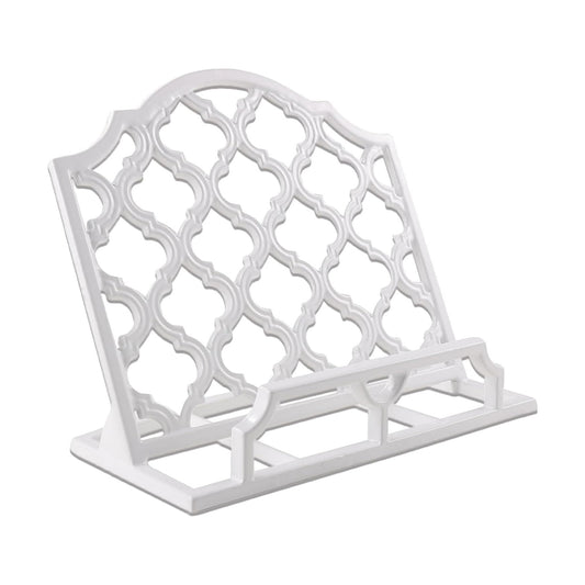 JOGREFUL Cast Iron Cookbook Stand, Kitchen Recipe Holder Trellis White | Heavy-Duty Book Vintage Holder, Reading Rest