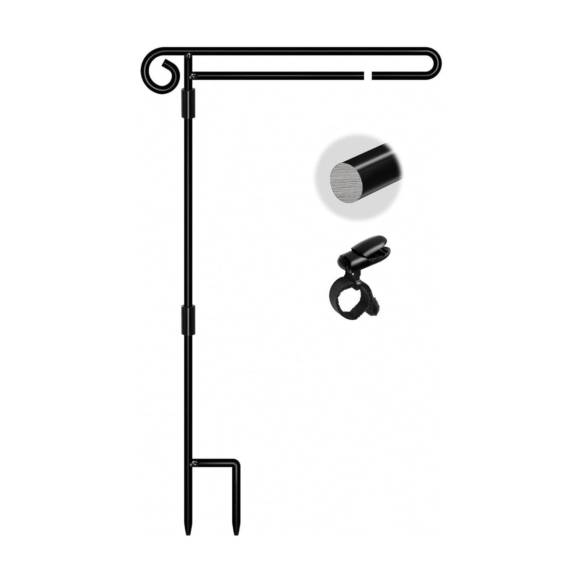 HOOSUN Garden Flag Stand Holder,Yard Flag Holder For Small Flags 12 x 18,Yard Sign Garden Flags Stake For Outside,Small Metal Garden Flag Pole For Yard With Tiger Clip