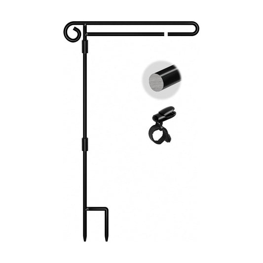 HOOSUN Garden Flag Stand Holder,Yard Flag Holder For Small Flags 12 x 18,Yard Sign Garden Flags Stake For Outside,Small Metal Garden Flag Pole For Yard With Tiger Clip