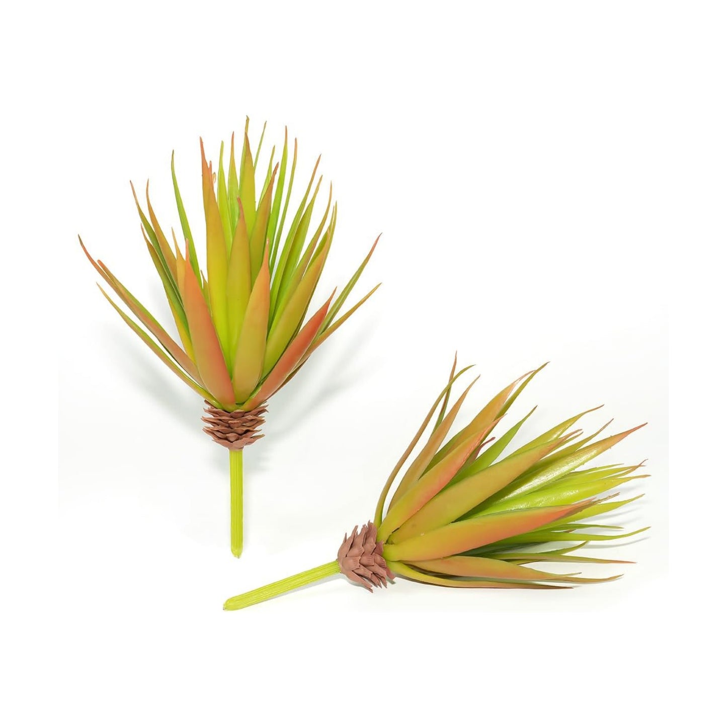 Realistic Artificial Faux Succulent Yucca Vera Greenhouse Small Plants / Autumn Green / Set of 2