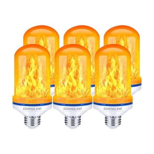 CPPSLEE Upgraded Flame Light Bulbs, 4 Modes Flickering Light Bulbs, E26 Base Fire Flame Bulb for Halloween Decorations Outdoor, Christmas Lights Patio Indoor Home Decor (Yellow, 6 Pack)