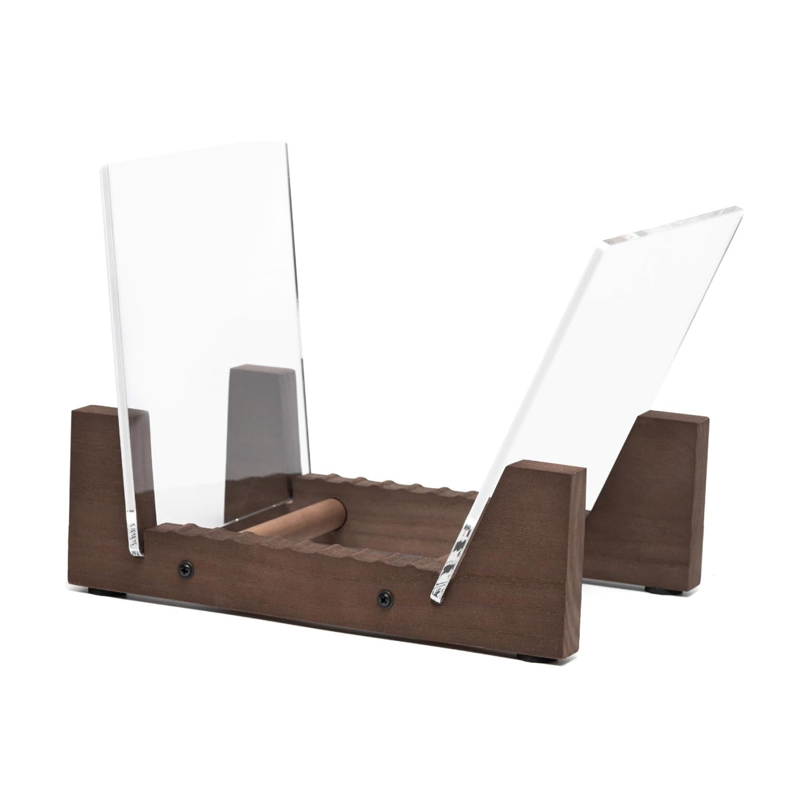 Vinyl Record Storage Holder - Stacks up to 30 Albums, 7 or 12 inch - Solid Wood Stand with Clear Acrylic Ends - Display