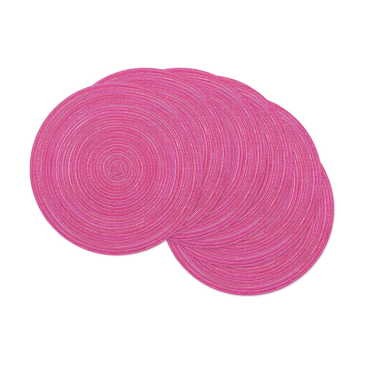 SHACOS Round Braided Placemats Set of 6 Cotton Polyester Woven Place Mats 15 inch Washable Table Mats for Kitchen Dining Tables (Hot Pink, 6)