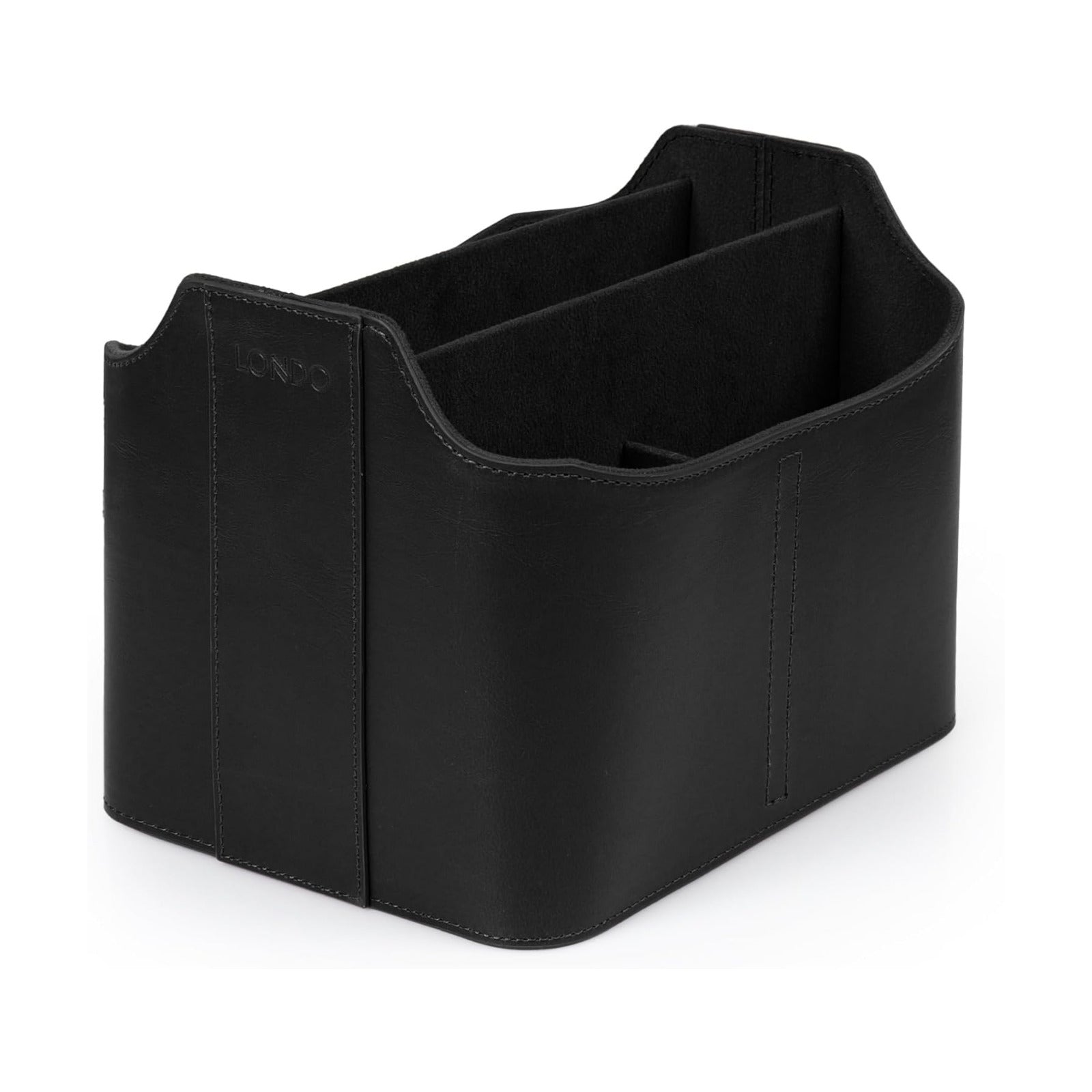 Londo PU Leather Remote Control Holder, Office Supplies Desk Organizer with Tablet Slot, Makeup Brush and Utensils