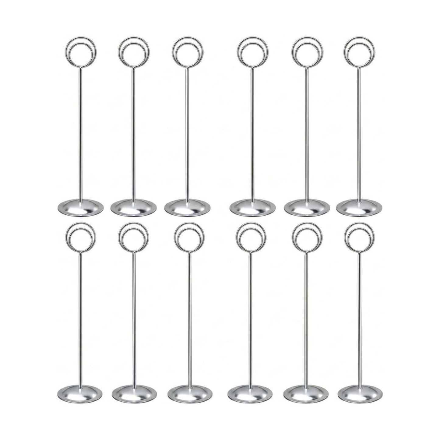 HOHIYA 12 Pack Silver Table Number Holders 12" Wedding Place Card Stands | Modern silver stands display table numbers