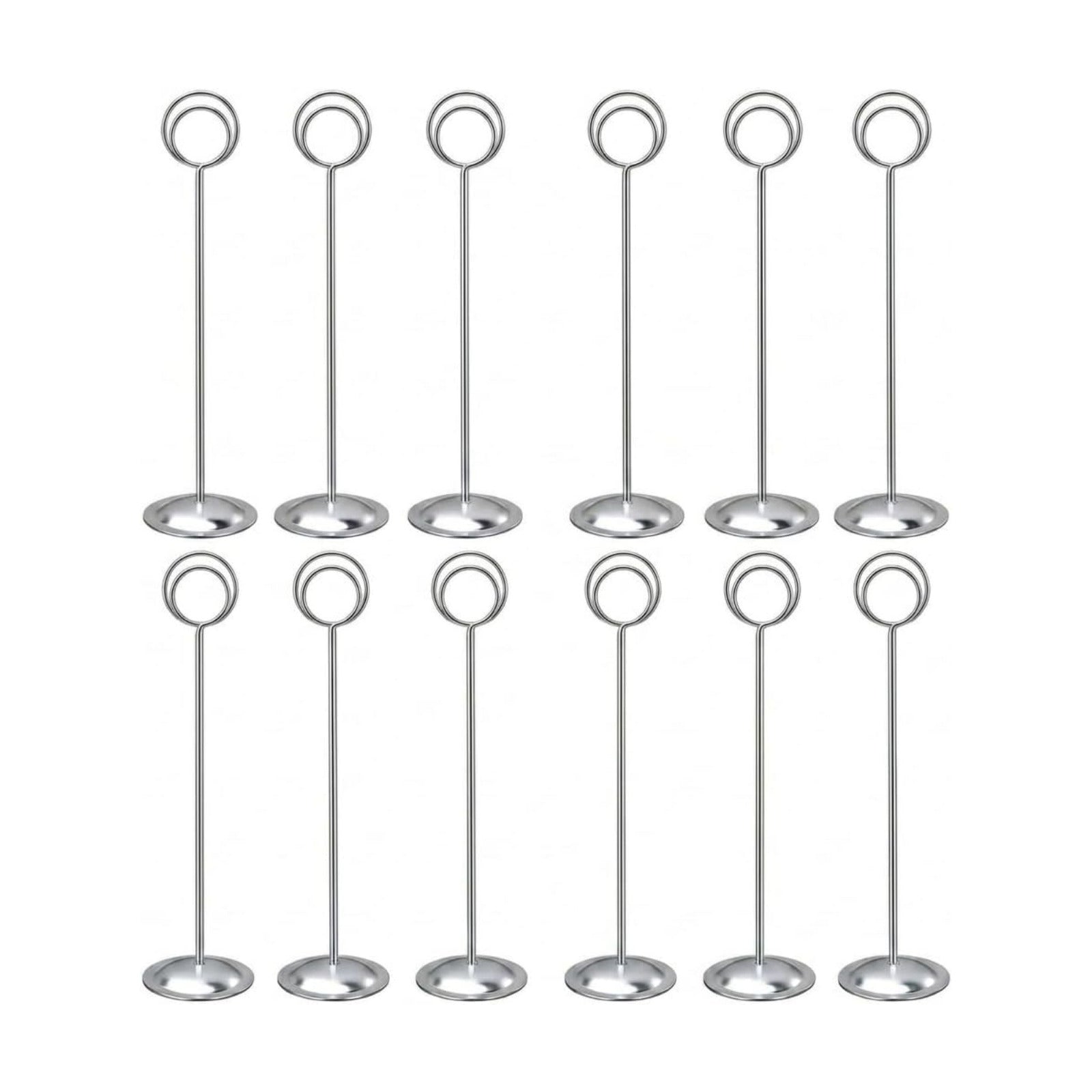 HOHIYA 12 Pack Silver Table Number Holders 12" Wedding Place Card Stands | Modern silver stands display table numbers
