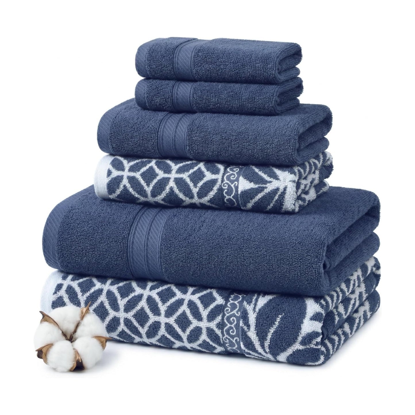 Modern Threads 6 Piece Bath Towel Set – Bathroom Set with 2 Bath Towels, 2 Hand Towels, and 2 Wash Cloths – 100%