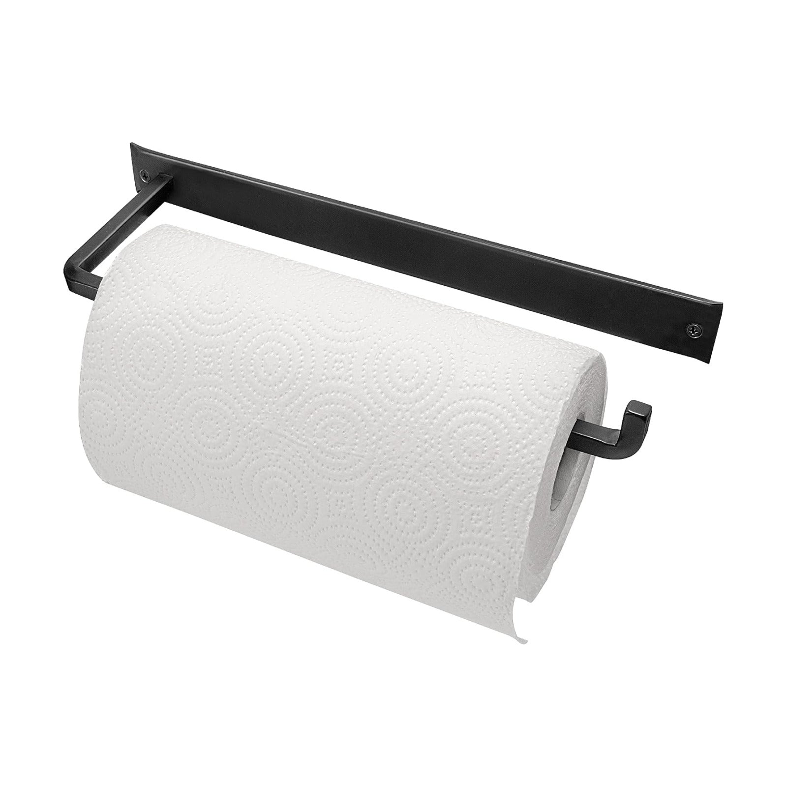 Wrought Iron Paper Towel Holder, Black, 13.7 x 4.5 x 1.5 inch | Wall mount metal paper towel rack for kitchen, sturdy