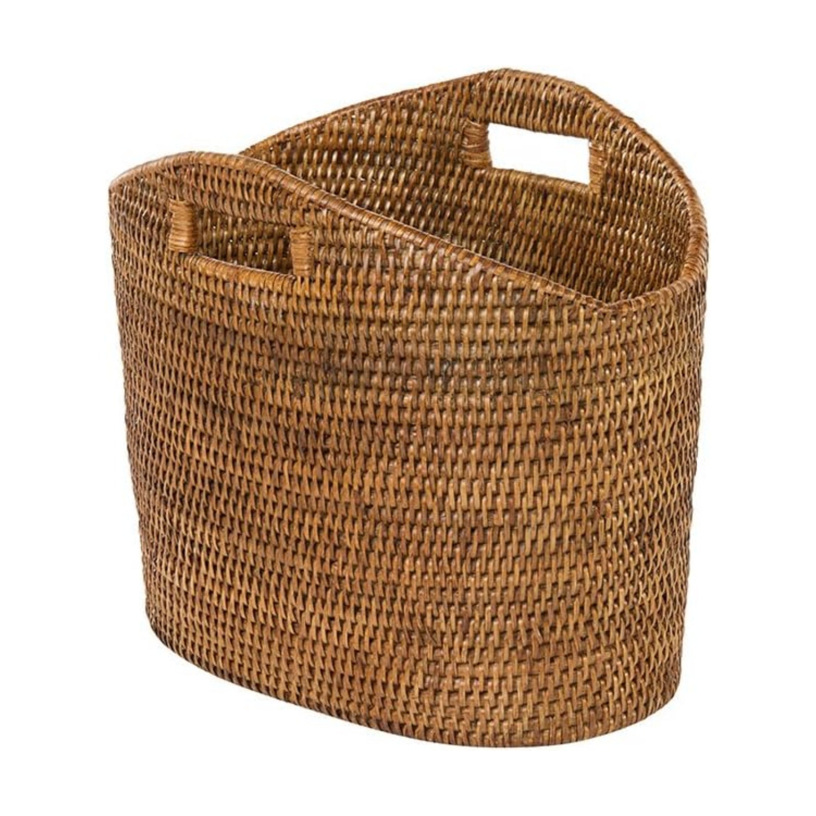 KOUBOO La Jolla Oval Rattan Magazine Rack, Woven Organizer, Honey Brown | Handwoven natural texture, open-top design