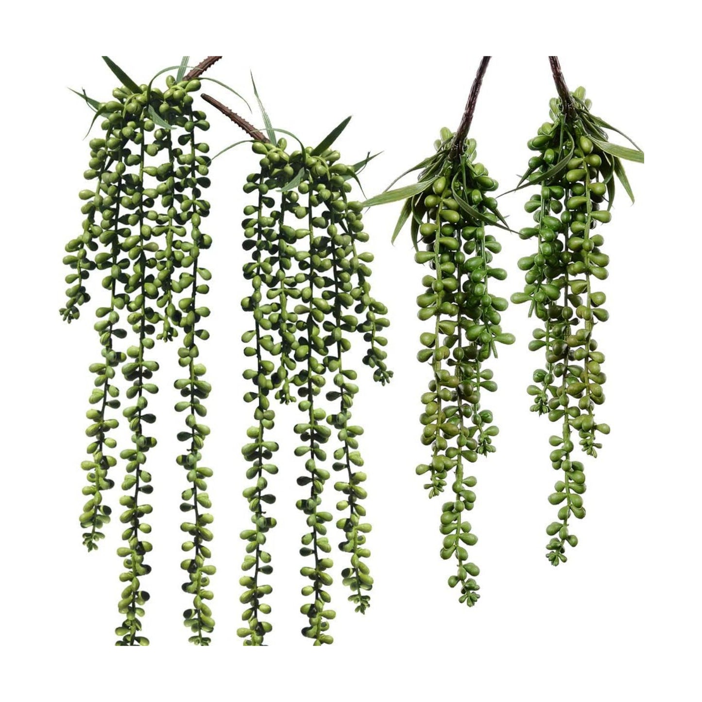 Artificial Hanging Succulents Faux Burro's Tail Picks Trailing String of Pearls / Set of 4